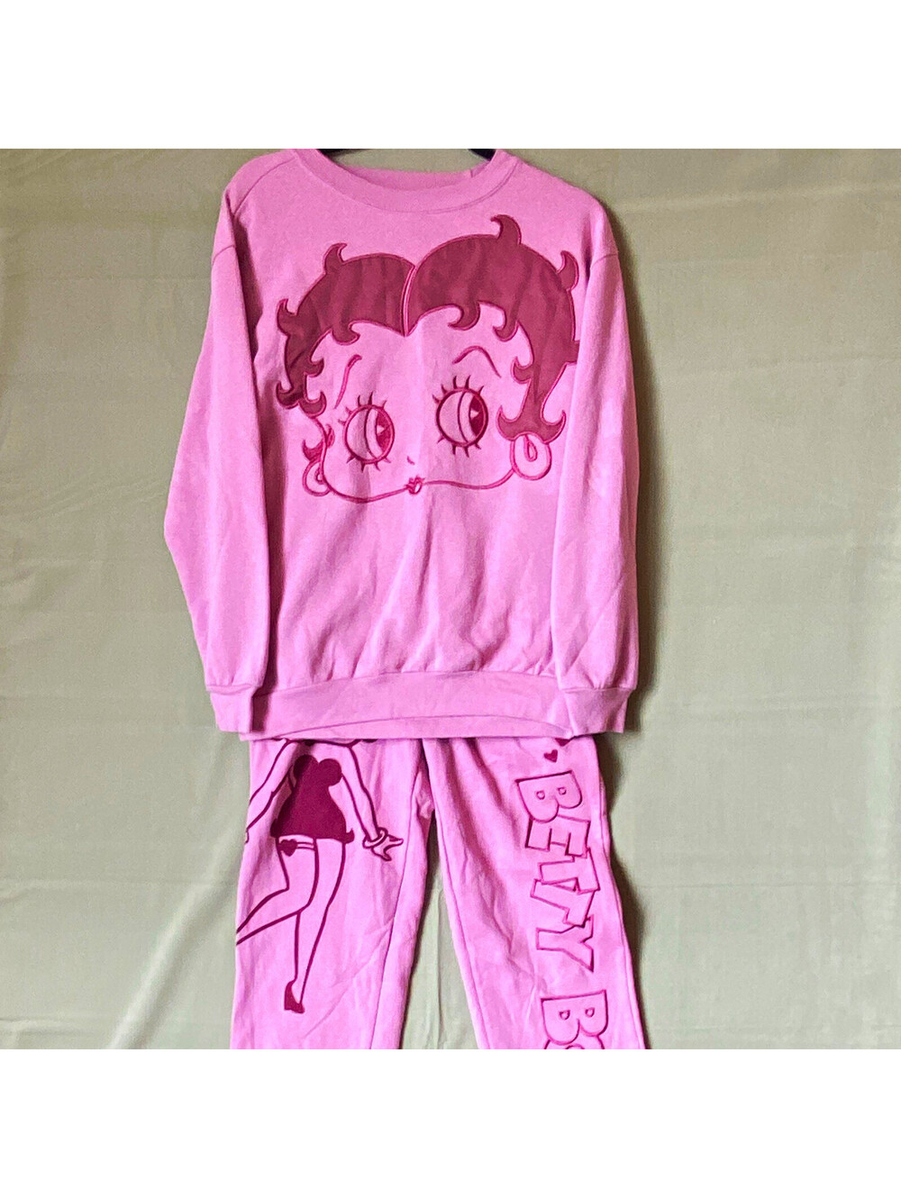 Betty Boop Pink Matching Sweatshirt Sweatpants Lounge Set Y2K Aesthetic Size S